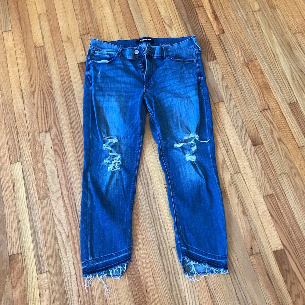 Express Ankle Frayed Jeans